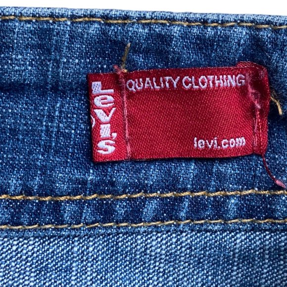 Levi's Misses 90s Button Fly Patch Pocket Hippie Blue Jean High Rise Shorts-8 - Picture 6 of 9